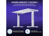 Mesa gaming - Newskill Belenor PRO, MFD + Metal, Ajustable en Altura 72-122 cm, Soporte Auriculares, Blanco