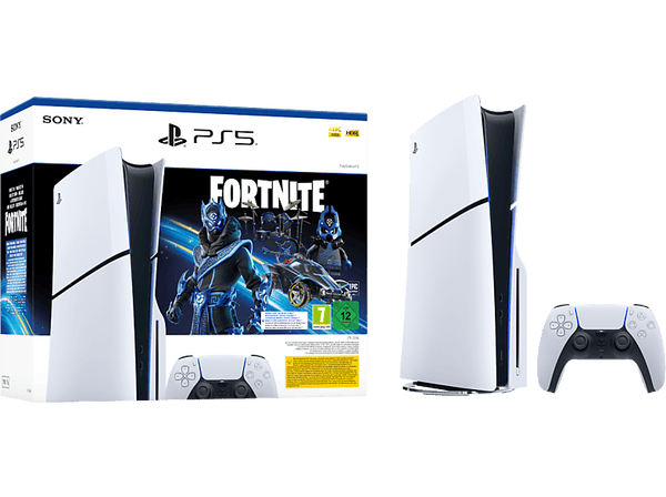Consola - Sony PlayStation 5 Slim Standard, 1 TB SSD, 4K, 1 mando, Chasis D, Blanco + 1 Código de pack Fortnite® Cobalt Star*