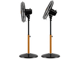 Ventilador de pie - Ufesa Masachusets, 50 W, 3 Velocidades, Altura ajustable hasta 125 cm, Negro y Haya