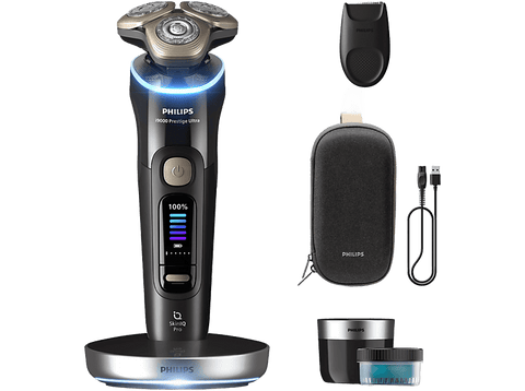 Afeitadora - Philips i9000 Prestige Ultra XP9400/31, Afeitado en seco/mojado con tecnología SkinIQ Pro, Sensor IA de presión y control, App smartphone