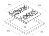Placa de gas - Teka GBC 6400, 4 zonas, Gas natural, Mandos frontales ergonómicos, 60 cm, Negro