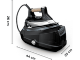 Centro de planchado - Rowenta Eco Steam Pro DG9662F0, 2800 W, 8 bar, 150 g/min, Golpe Vapor 600 g/min, 1.3 L, Suela Microsteam 400 HD 3D Laser, Negro