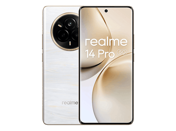 Móvil - realme 14 Pro 5G, White, 256 GB, 8 GB, 6.77" Curva Vision 120 Hz, MediaTek Dimensity 7300E, 6000 mAh