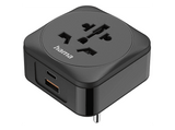Adaptador de viaje - Hama 00223460, 1 Puerto USB-C y 1 puerto USB-A, Negro