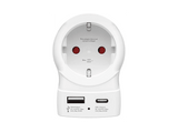 Adaptador enchufe - Hama 00223478, Eu a UK, Con 2 puertos USB, 20W, Blanco
