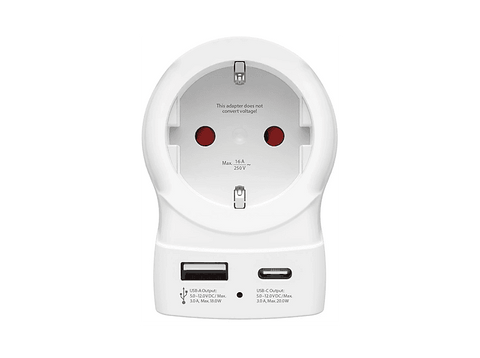 Adaptador enchufe - Hama 00223478, Eu a UK, Con 2 puertos USB, 20W, Blanco
