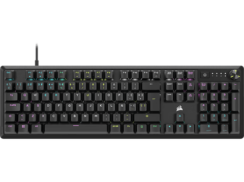 Teclado gaming - Corsair K70 CORE, Retroiluminación RGB, Teclas ABS, Mando multifunción, Negro