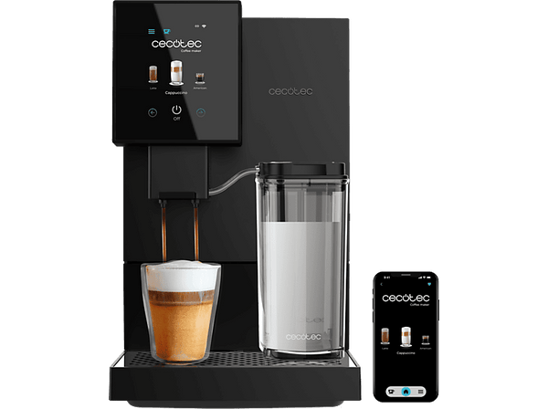 Cafetera superautomática - Cecotec Cremmaet Compactccino Connected, 19 bar, Pantalla TFT, WiFi, Depósito de agua 1.1L, 1350W, Thermoblock, Black