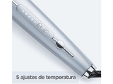 Plancha de pelo - BaByliss Hydro-Fusion, Sistema iónico dual, antiencrespamiento, 5 temperaturas, Placas de cerámica 25mm, ST573E, Azul