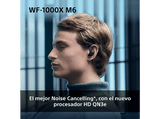 Auriculares True Wireless - Sony WF1000XM6, Cancelación de ruido (ANC), Hi-Res, Bluetooth, Llamadas nítidas, 24 horas, IPX4, iOS/Android, Plata