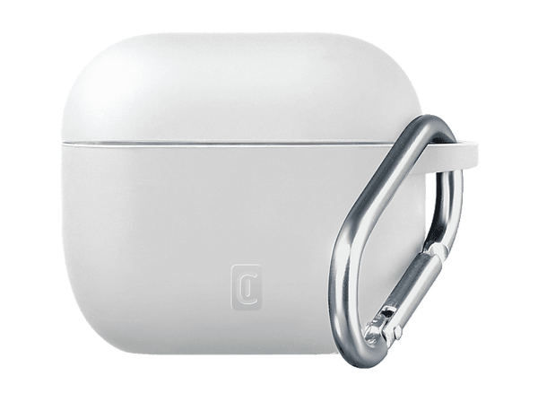 Funda - CellularLine Bounce, Compatible con AirPods Pro 3, Silicona, Con Gancho, Blanco
