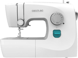 Máquina de coser - Cecotec BelleCouture 1500, 15 puntadas, Luz LED, 6 grifas de arrastre, Kit de Accesorios, Brazo libre, Ojalador regulable, White