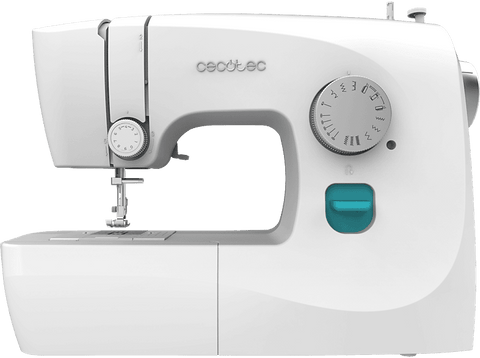 Máquina de coser - Cecotec BelleCouture 1500, 15 puntadas, Luz LED, 6 grifas de arrastre, Kit de Accesorios, Brazo libre, Ojalador regulable, White