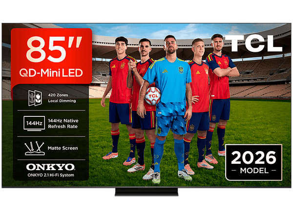 TV QD-Mini LED 85" - TCL 85C6K PRO, UHD 4K, TCL AiPQ Pro Processor (MT9653), Smart TV con Google TV, Dolby Vision-Atmos, Negro