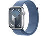 Apple Watch Series 9 (2023), GPS, 45 mm, Gesto de doble toque, Caja de aluminio plata, Correa Sport Loop azul invierno