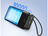 Powerbank - Baseus EnerFill Bipow 2 Pro, 30000mAh, 22.5W, Con cable retráctil Tipo-C, Carga bidireccional y simultánea, Pantalla inteligente, Negro