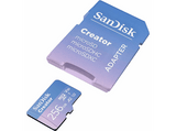 Tarjeta Micro SDXC - Sandisk Creator microSD UHS-I 256 GB, con adaptador, Hasta 190 MB/s, 4K y 5.3K, V30, A2, Azul