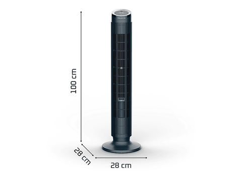 Ventilador de torre - Rowenta Eole Silence Force, 39 W, 12 Velocidades, 2440 m3/h, 20 dB (A), Oscilación automática, Difusor aromático, Negro