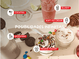 Heladera - Moulinex Freezi MJ803, Heladera 16 en 1, Helados y bebidas heladas al momento, 5 Programas automáticos, Silenciosa, 8 Raciones, Blanca