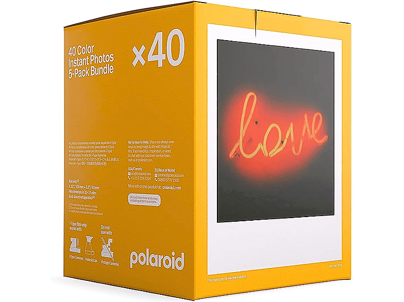 Película fotográfica - Polaroid Color film i-Type, 40 unidades, Compatible con Polaroid Now, Polaroid Now+, Polaroid Lab