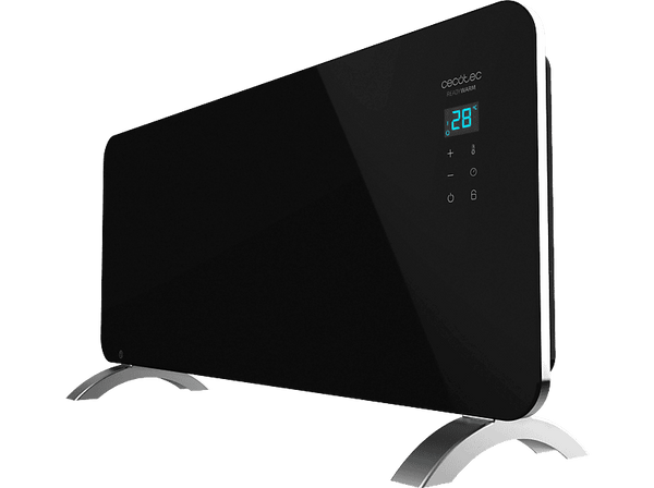 Convector - Cecotec Ready Warm 6770 Crystal Connection, 2000 W, LED, Placa decristal, Wi-Fi, Negro