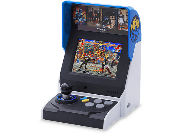 Consola retro - My Arcade SNK Neo Geo Mini, 40 juegos incluidos, Pantalla 3.5", Altavoces estéreo, Azul y blanco