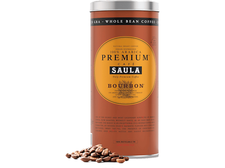 Café en grano - Saula Premium Bourbon, Arábica, Frutos secos, 500 g