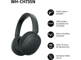 Auriculares inalámbricos - Sony WH-CH735NB, Noise Cancelling, 75h, Carga Rápida, Plegable, Bluetooth, Llamadas nítidas con IA, Negro