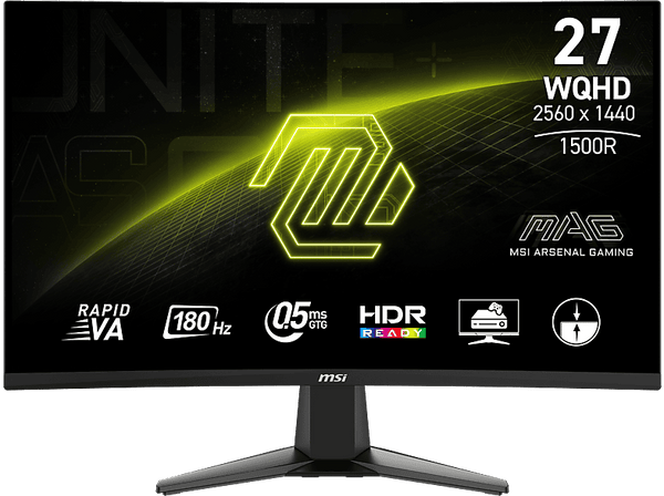 Monitor gaming - MSI MAG 27CQ6F, Curvo, 27", WQHD, 0.5 ms, 180 Hz, HDR Ready, Panel Rapid VA, Negro