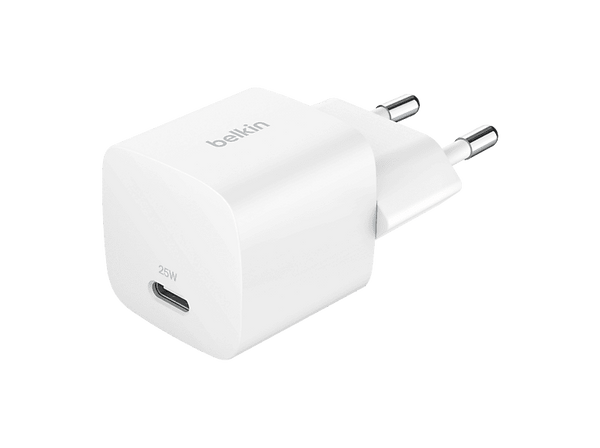 Cargador de pared - Belkin BBC031, Carga USB-C, 25W, Blanco