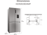 Frigorífico americano - Haier Cube 90 Series 5 HCR5919EHMP, No Frost, 190 cm, 525 l, Dispensador agua, Fabricador hielo, Inox
