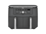 Freidora de aire - Ninja DZ400EU, 9.5L(4.75L por cajón), 2 Zonas de Cocción Independientes, 2470 W, 240 °C, 6 Programas, Gris metalizado