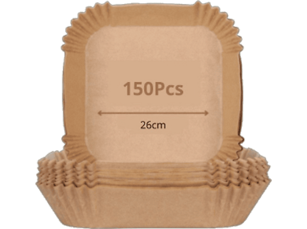 Accesorio freidora - NK HO330020, Papel para hornear, Cuadrado, 150 piezas, 26 cm, Antiadherente, Marrón