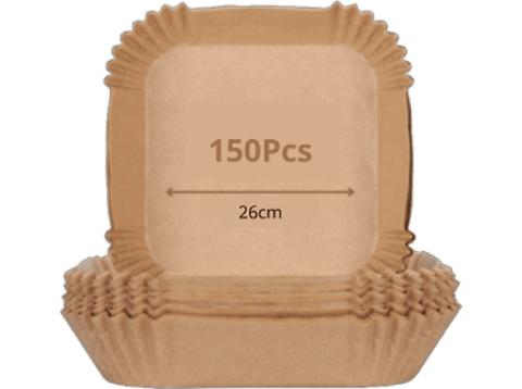 Accesorio freidora - NK HO330020, Papel para hornear, Cuadrado, 150 piezas, 26 cm, Antiadherente, Marrón
