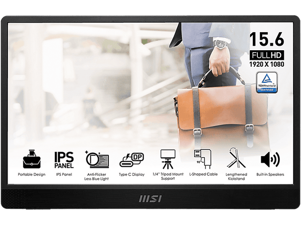 Monitor - MSI PRO MP161 E2, 15.6", Full-HD, 60 Hz, 4 ms (GTG), IPS, Negro