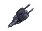 Cargador coche - Baseus PrimeTrip VR2 Max, Universal, Tipo C y USB, Sistema retráctil magnético, Carga rápida multidispositivo, Giro 450º, 100W, Negro