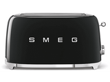 Tostadora - Smeg TSF02BLEU, 6 niveles, 1500 W, 4 rebanadas, 2 ranuras, Función descongelar/recalentar, Negro
