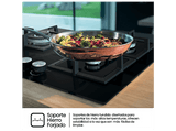 Placa de gas - Hisense GG633B, 3 zonas, 58 cm, Gas Natural, Encendido fácil, Fogón Wok, Cristal Negro