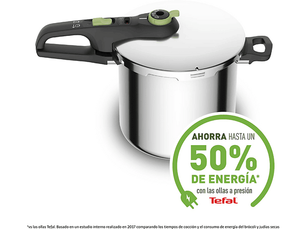 Olla express - Tefal Secure Trendy P2584402, 8 L, 2 programas de cocción, Acero Inoxidable, Verde