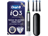 Cepillo eléctrico - Oral-B iO 3S Cepillo De Dientes, 3 Modos, Sensor de presión, 4 cabezales, Negro mate, Edición Navidad