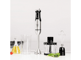 Batidora de mano - Taurus HBA2300X, 2300W, Función TURBO, Incluye vaso medidor de 1 L, picador y emulsionador, Acero Inoxidable, Plateado
