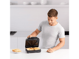 Sandwichera - Taurus Miami Premium, Placas intercambiables: sandwich, grill y gofre, 900W, Negro/Inox