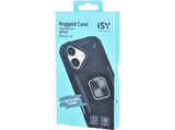 Funda - Isy ISC 6106, Compatible con iPhone 16, Resistente a Golpes, Soporte Plegable Integrado, Negro