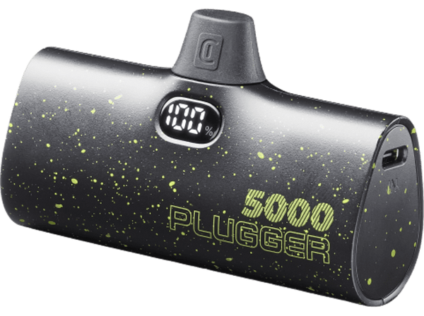 Powerbank - CellularLine PBPLUGGER5000K , 20 W,  5000 mAh, Universal, USB - C, Negro