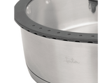 Batería de cocina - Jata Hogar HBAT2552, 6.8L, Acero inoxidable, Apilables, Tapas Vidrio Templado, 3 Ollas, Compatibles con todas las cocinas, Plata