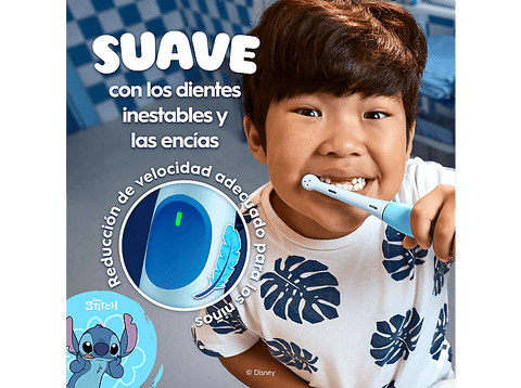 Cepillo eléctrico - Oral-B iO Kids Disney Stitch, 1 cabezal de recambio, Temporizador con música, Para Niños de +6 Años