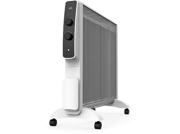 Radiador - ok. ORO 20221 ES, 2000 W, 2 potencias, Termostato, Ruedas incluidas, Recogecables, Blanco