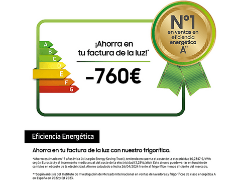 Frigorífico 1 puerta integrable - Samsung BRR29703EWW/EF, All-Around Cooling, No Frost, 177.5 cm, 289 l, Wifi, Sin Panelar