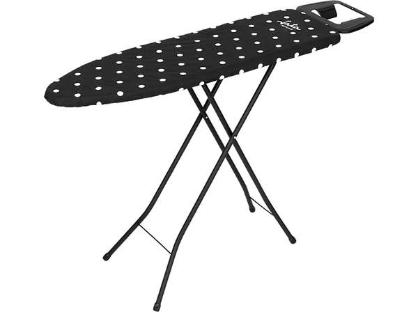 Tabla de planchar - Jata Premier , 110x32cm, Altura ajustable, Funda de algodón 100%, Patas antideslizantes, Negro