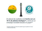 Recambio para cepillo dental - Philips Optimal White HX6063/88 , Cabezal Sonicare, Pack 2+1, Blanqueador, Control antiplaca, Suavidad media, Negro